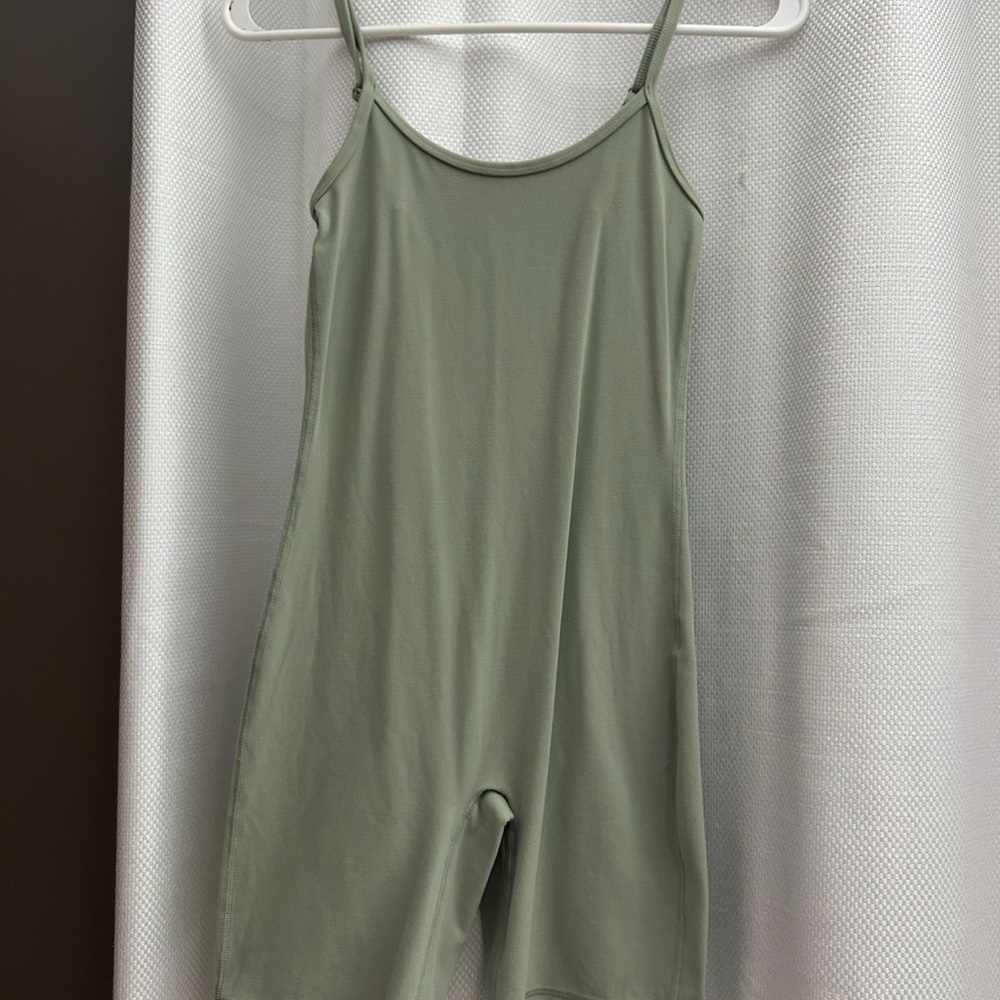 Sage Green Spaghetti Strap Romper from Aritzia